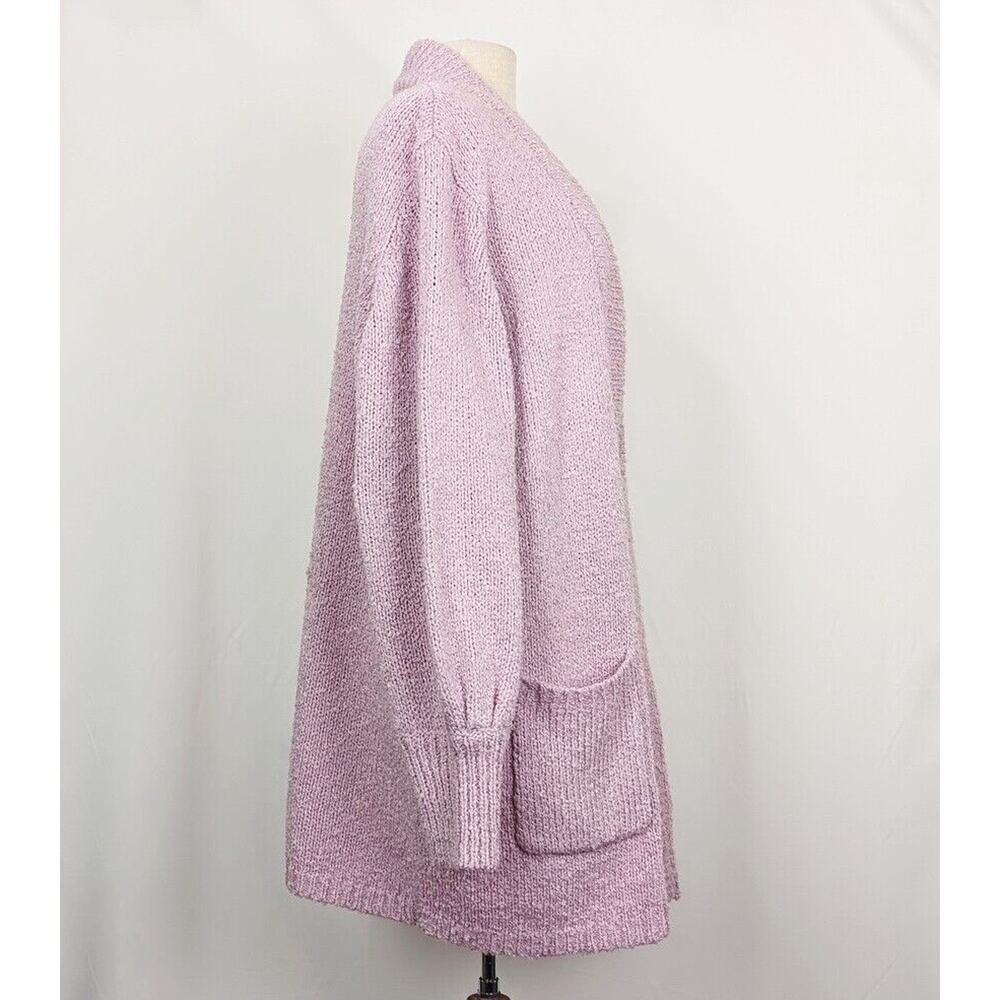 Vintage 80s Cardigan Oversize Lavender Purple Nubby Open Front Women's Size L - Picture 3 of 7